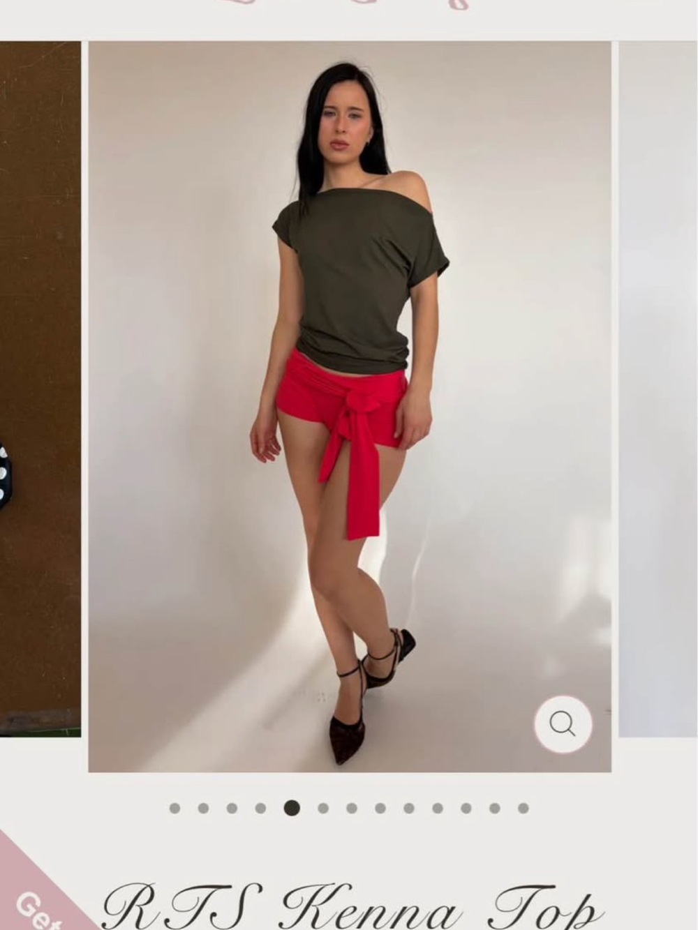 em & may off shoulder top (olive green)
